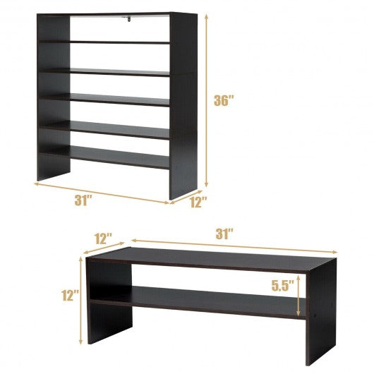 3 Pcs 31-Inch Stackable Shoe Rack-Brown