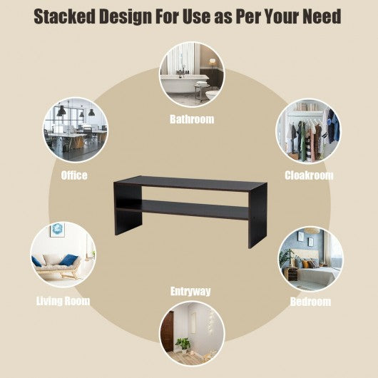 3 Pcs 31-Inch Stackable Shoe Rack-Brown