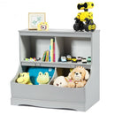 Kids Floor Cabinet Multi-Functional Bookcase -Gray