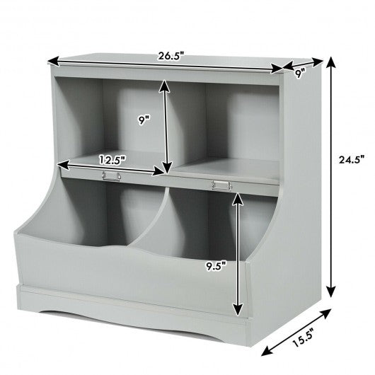 Kids Floor Cabinet Multi-Functional Bookcase -Gray