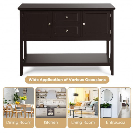Wooden Sideboard Buffet Console Table-Brown
