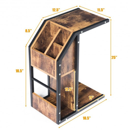 Modern C-Shape Sofa Side Snack End Table Nightstand