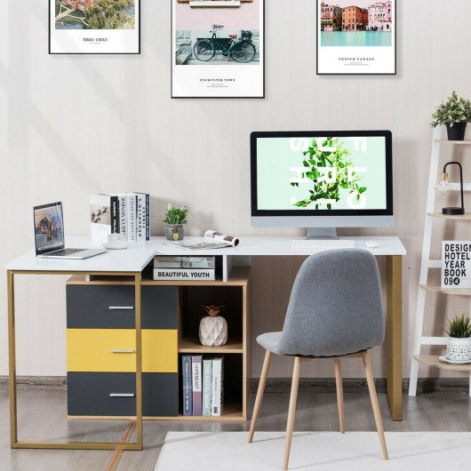 87" 2 Person Adjustable L-Shaped Computer Desk