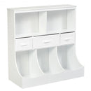 Freestanding Combo Cubby Bin Storage Organizer Unit W-3 Baskets-White