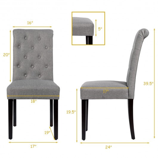 Set of 2 Tufted Dining Chair -Gray
