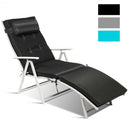 Outdoor Lightweight Folding Chaise Lounge Chair-Black