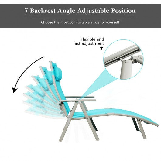 Outdoor Lightweight Folding Chaise Lounge Chair-Blue