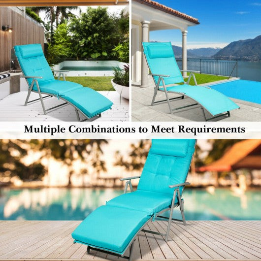 Outdoor Lightweight Folding Chaise Lounge Chair-Blue