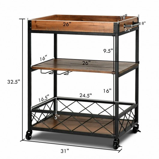 3 Tier Serving Dining Storage Shelf Rolling Kitchen Trolley