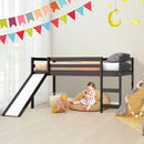 Twin Size Low Sturdy Loft Bed with Slide Wood -Espresso