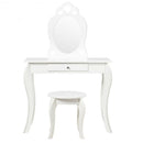 Kids Princess Makeup Dressing Play Table Set with Mirror -White