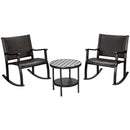 3 Pcs Patio Rattan Furniture Set with Coffee Table and Rocking Chairs