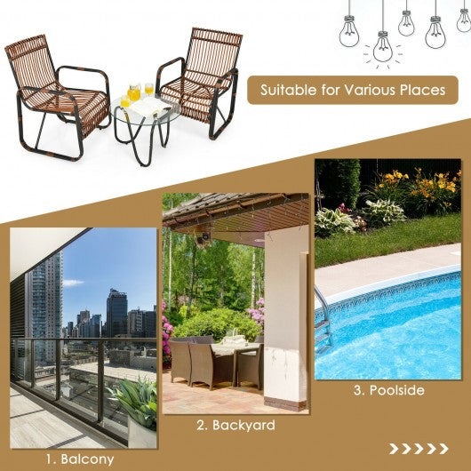 3Pcs Patio Rattan Conversational Furniture Set