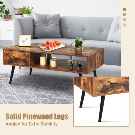 Mid Century Modern Living Room Retro Coffee Table-Brown
