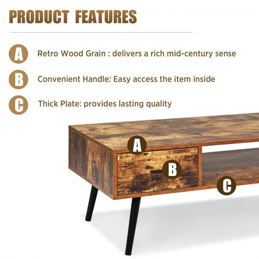 Mid Century Modern Living Room Retro Coffee Table-Brown