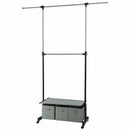 2-Rod Adjustable Garment Rack with Shelf and Storage Boxes