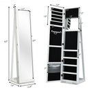 Mirrored Lockable Standing Jewelry Storage Organizer-White