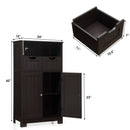 Bathroom Wooden Side Cabinet  with 2 Drawers and 2 Doors-Coffee