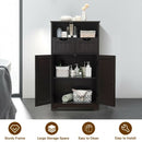 Bathroom Wooden Side Cabinet  with 2 Drawers and 2 Doors-Coffee