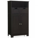 Bathroom Wooden Side Cabinet  with 2 Drawers and 2 Doors-Coffee