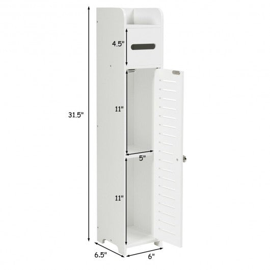 Small Bathroom Storage Corner Floor Cabinet-White