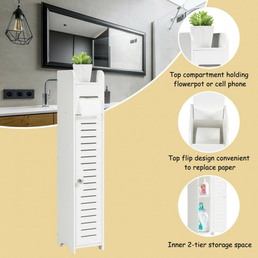 Small Bathroom Storage Corner Floor Cabinet-White