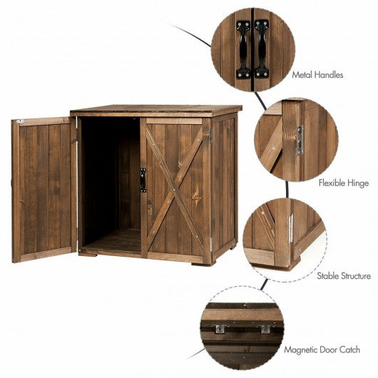 2.5 x 2 Ft Outdoor Wooden Storage Cabinet with Double Doors -Brown