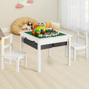5-in-1 Kids Activity Table and 2 Chairs Set with Storage Building Block Table-White