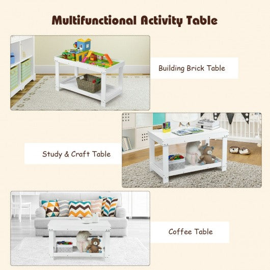 Solid Multifunctional Wood Kids Activity Play Table-White