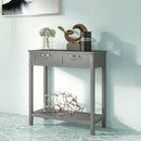 2 Drawers Accent Console Entryway Storage Shelf-Gray