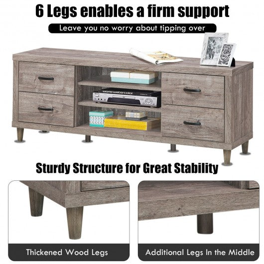 65" TV Stand with Storage Shelves & 4 Drawers