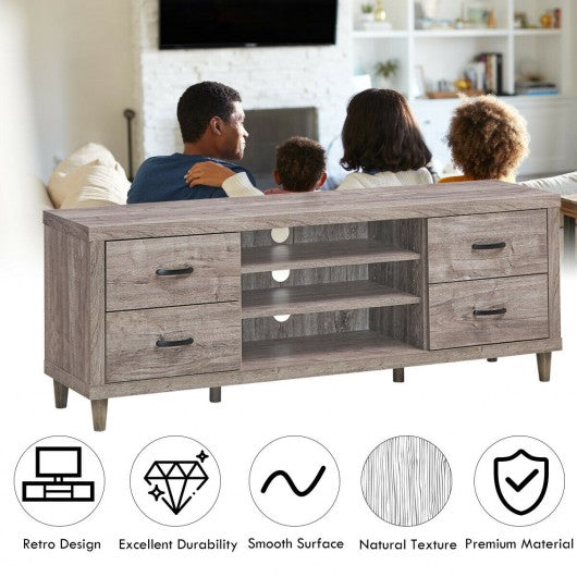 65" TV Stand with Storage Shelves & 4 Drawers