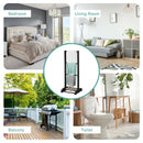 3-Bar Acacia Wood Freestanding Bathroom Towel Rack  with Bottom Storage Shelf-Black