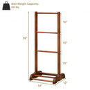 3-Bar Acacia Wood Freestanding Bathroom Towel Rack  with Bottom Storage Shelf-Brown