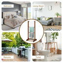 3-Bar Acacia Wood Freestanding Bathroom Towel Rack  with Bottom Storage Shelf-Brown