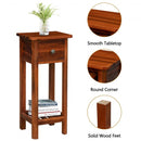 2 Tier End Bedside Table with Drawer Shelf