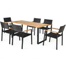 7 Pcs Outdoor Patio Rattan Dining Furniture Table Set with Wicker Chairs