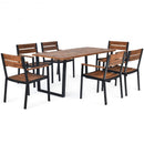 7 Pcs Outdoor Patio Dining Table Set with Hole