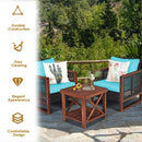 3 pcs Patio Wicker Furniture Sofa Set with Wooden Frame and Cushion-Turquoise