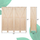 4 Panels Folding Wooden Room Divider-Natural