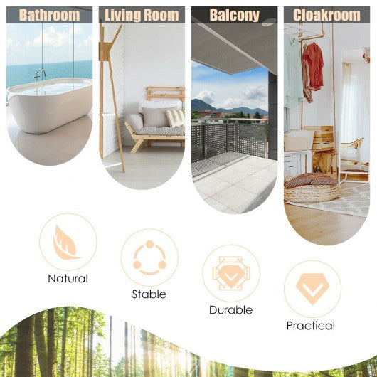 4 Panels Folding Wooden Room Divider-Natural