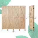 5.6 Ft 4 Panels Folding Wooden Room Divider-Natural