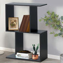 2-Tier Wooden S Shaped Standing Display Storage Shelves Bookcase for Home Office