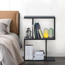 2-Tier Wooden S Shaped Standing Display Storage Shelves Bookcase for Home Office