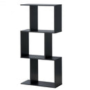 3-tier S-Shaped Bookcase Free Standing Storage Rack Wooden