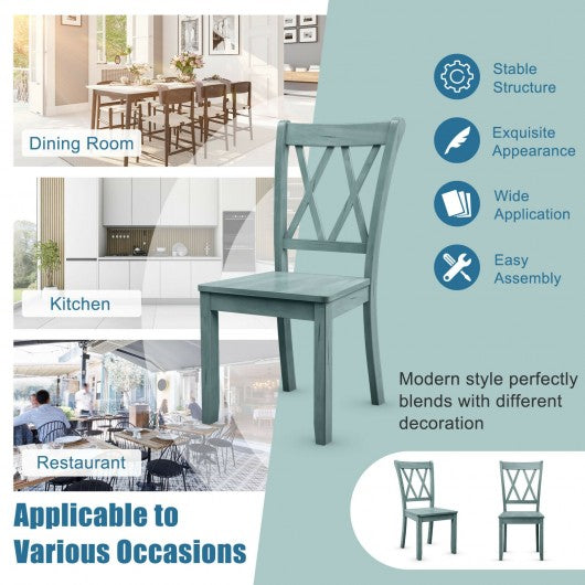 Set of 2 Cross Back Wood Dining Chair