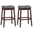 29”Set of 2 Nailhead Saddle Bar Stools -Coffee