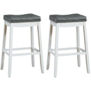29”Set of 2 Nailhead Saddle Bar Stools-White