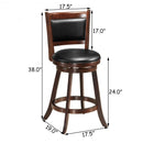 24" Wooden Upholstered Swivel Counter Height Stool  Dining Chair