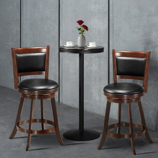 24" Wooden Upholstered Swivel Counter Height Stool  Dining Chair